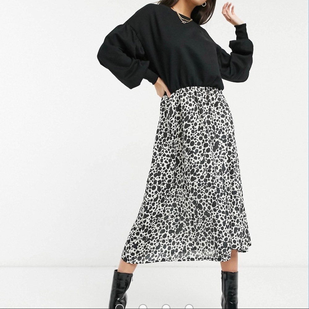 River Island dress- leopard skirt with sweatshirt top